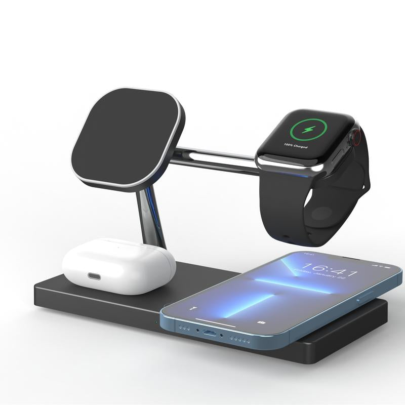 New 2025 Wireless Fast Charger 5 in 1 Multi-Functional Apple Phones and Samsung Phones Charger Stand